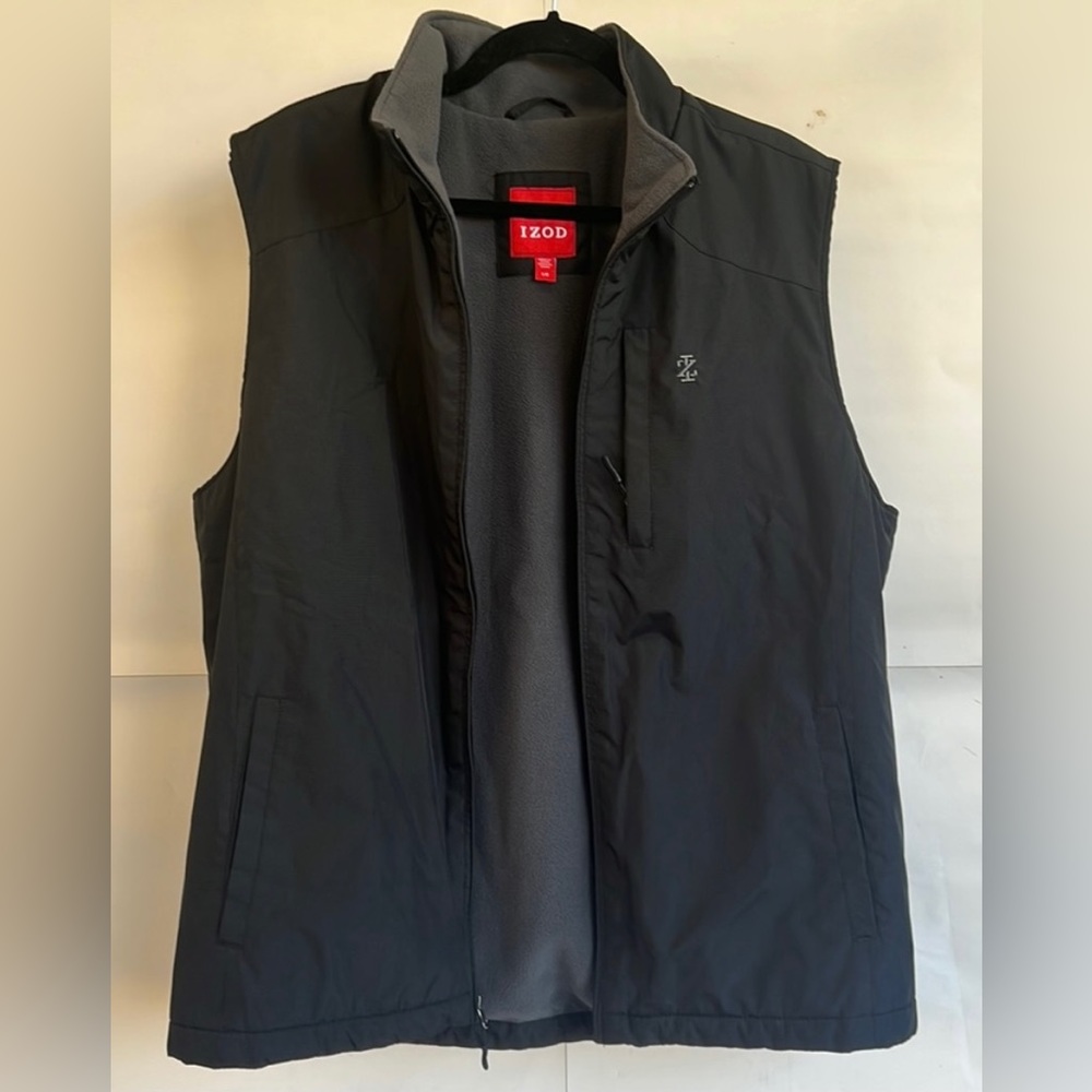 IZOD FLEECE LINED ZIP UP VEST MENS SIZE L BLACK